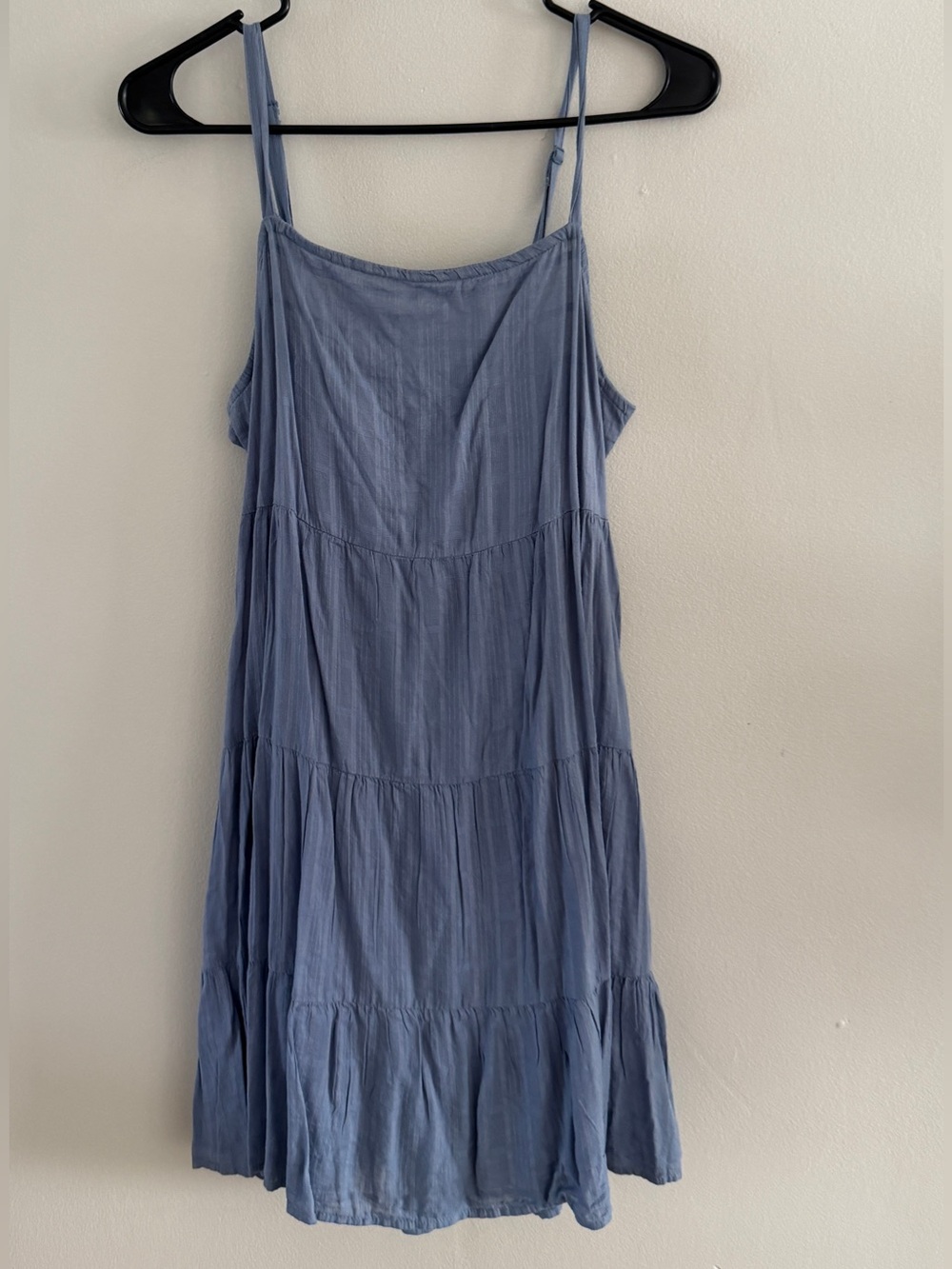 Light Blue Women's Tiered Slip Dress - Strappy Summer Dress